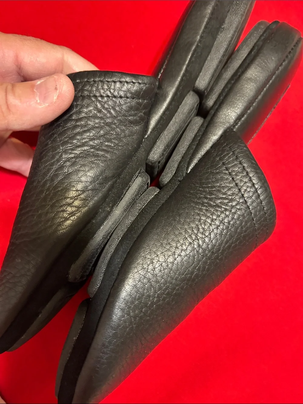 L.B. Evans Black Pebble Leather Slide Slippers